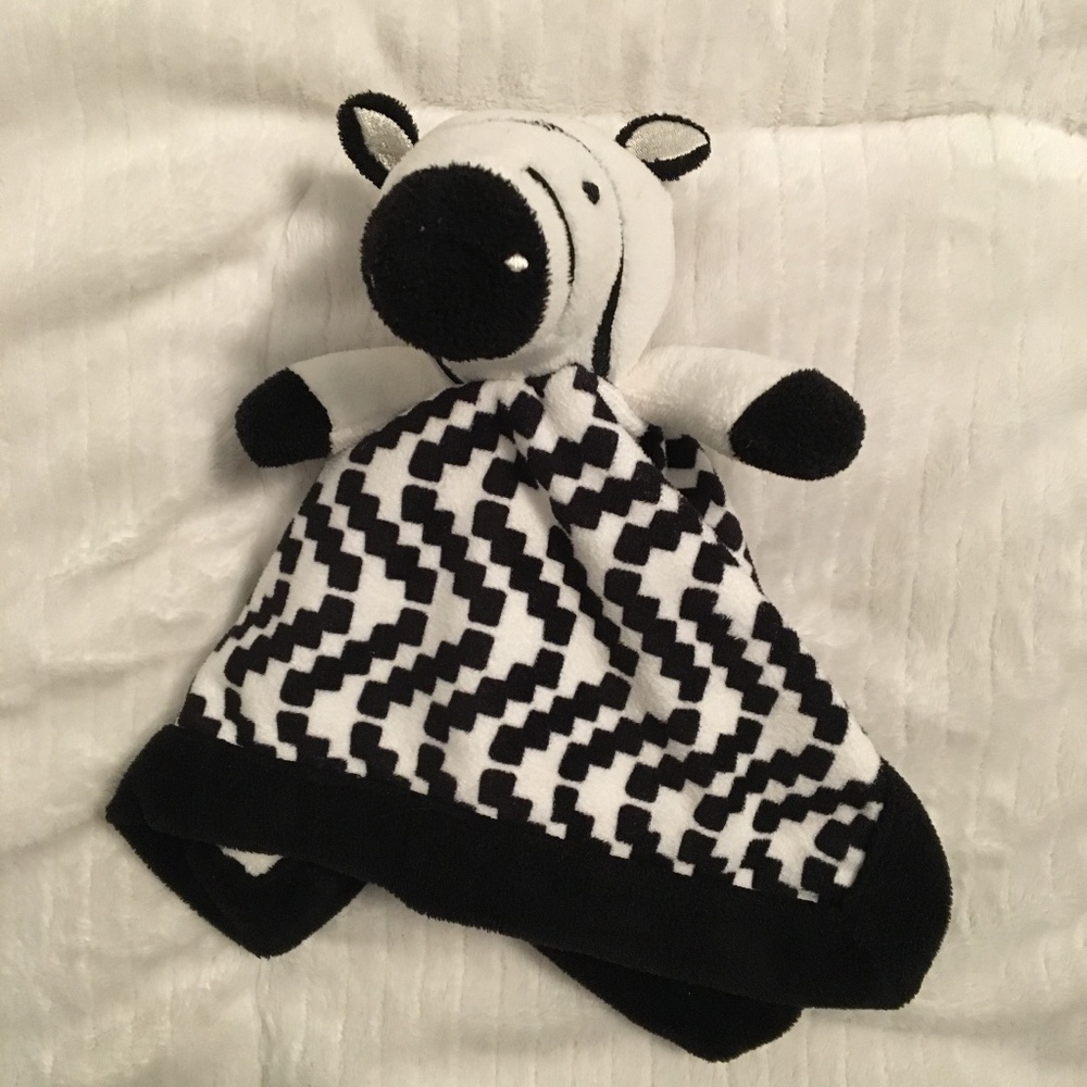Levtex Zebra Black White Baby Security Blanket Plush Lovey